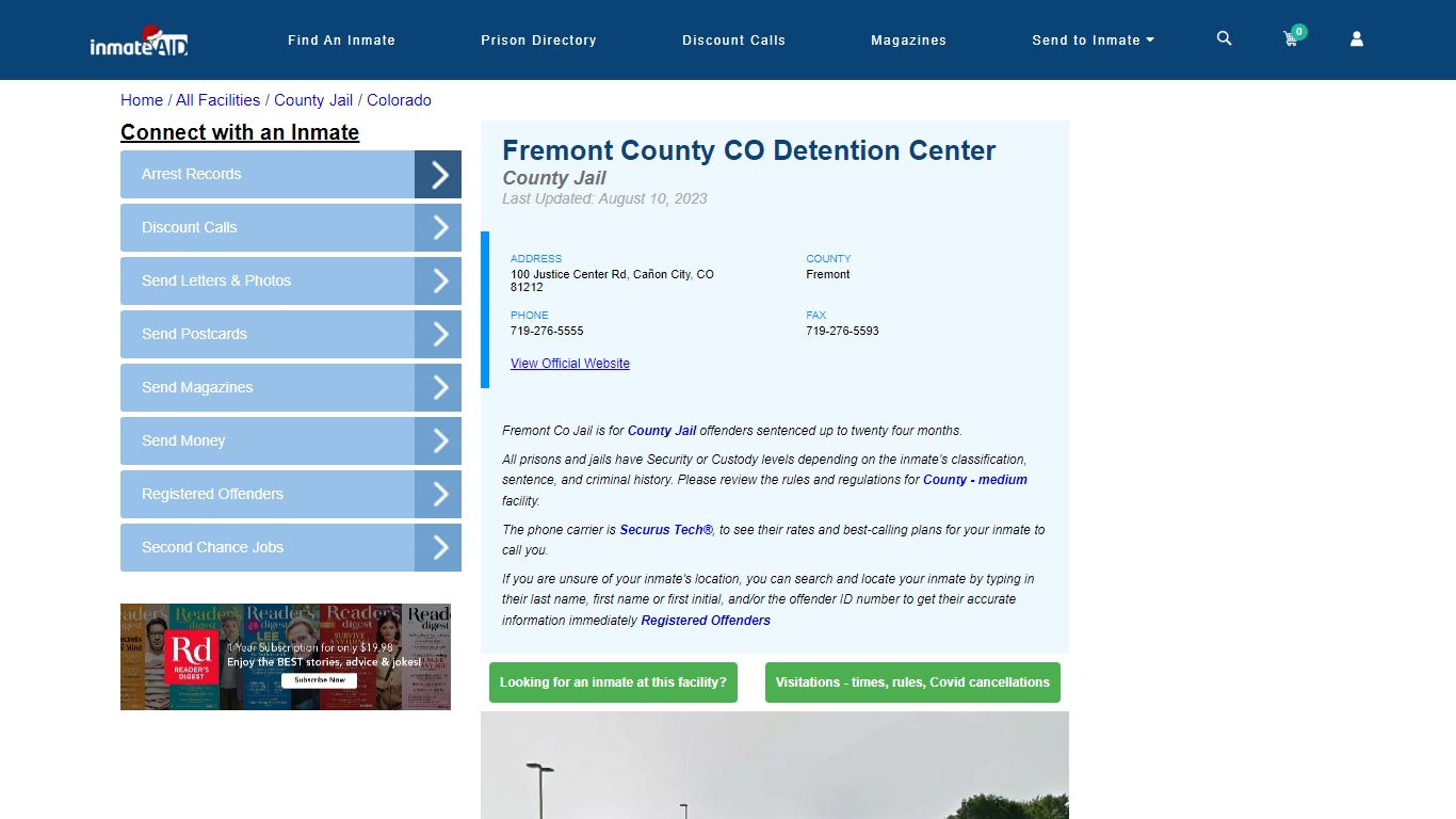 Fremont County CO Detention Center - Inmate Locator - Cañon City, CO
