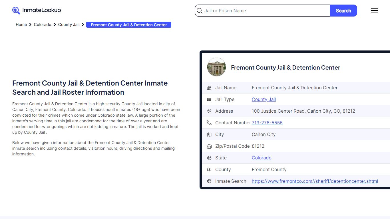 Fremont County Jail & Detention Center Inmate Search, Jail Roster ...